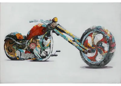 Image de Tableau Chopper peint à la main sur toile 60x90 cm