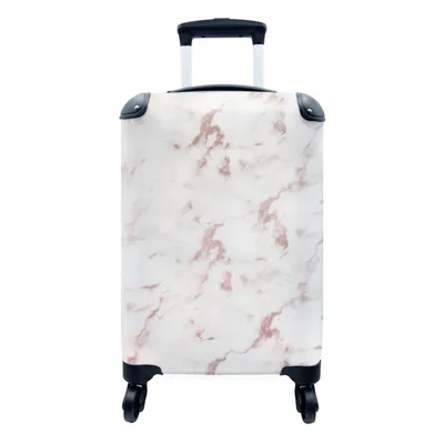 Produktbild von MuchoWow® Koffer Handgepäck Trolley Rollkoffer Kleine Reisekoffer mit 4 Rollen - Marmor - Glitzer - Rosa - Cabin Size < 55x40x23 cm & 55x40x20 cm - Fotokoffer - Kabinenkoffer - Boardgepäck - Reise-Box - Reisekoffer - Reisegepäck - Koffer mit Bild - Trolley für Kinder
