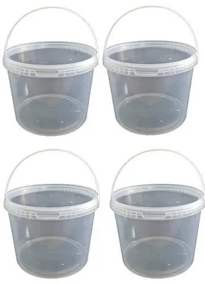 Produktbild von SILPLAST Eimer mit Deckel 5L x 4 Kunststoffeimer 5 Liter lebensmittelecht stapelbar Plastikeimer leer Transparent