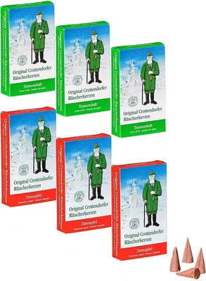 Produktbild von Crottendorfer - 6er Set Räucherkerzen Tannenduft / Zimtapfel - Inhalt jeweils 24 Stück, Größe M (Standard)