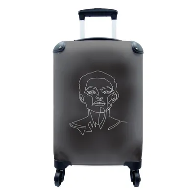 Produktbild von MuchoWow® Koffer Handgepäck Trolley Rollkoffer Kleine Reisekoffer mit 4 Rollen - Gesicht - Frau - Strichzeichnung - Cabin Size < 55x40x23 cm & 55x40x20 cm - Fotokoffer - Kabinenkoffer - Boardgepäck - Reise-Box - Reisekoffer - Reisegepäck - Koffer mit Bild - Trolley für Kinder