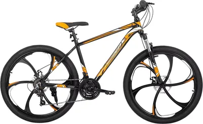 Imagen del producto de Bicicleta de montaña de 66 cm – Cambios Shimano de 21 velocidades – Frenos de disco dobles – Cuadro de aluminio con guardabarros – Bicicleta de montaña unisex, color naranja