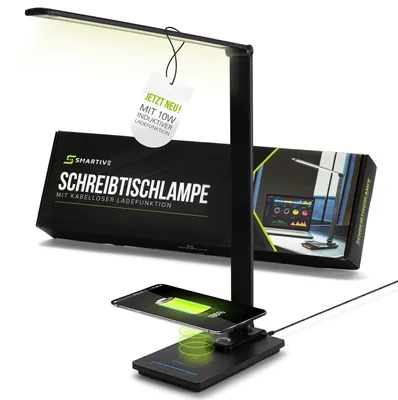Zdjęcie produktu dla Lampa biurkowa z funkcją bezprzewodowego ładowania – lampa biurkowa LED z bezprzewodowym ładowaniem 10W