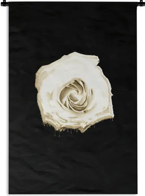 Produktbild von MuchoWow® Wandteppich Wandbehang Blume - Weiß - Rose 60x90 cm Tapisserie Dekoration Wandtuch - Foto-Teppich - Abwaschbar