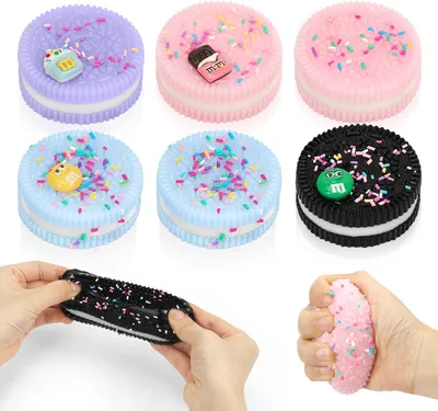 Imagen del producto de Juego de 6 galletas de plastilina, suaves, de colores, juguete antiestrés para niños y adultos