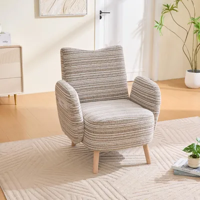 Obrázek produktu pro okwish Relaxační křeslo Křeslo s područkami a kapsami na bocích, čtecí křeslo s protiskluzovými podložkami, Khaki