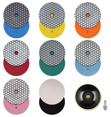 Immagine prodotto di Set di 9 dischi diamantati abrasivi a secco per la lucidatura, diametro 125 mm