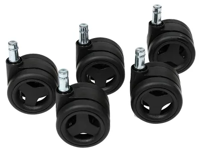 Bürostuhlrollen für harte Böden, 5 Stück, 11 mm Stift, 65 mm Rolle, schwarz