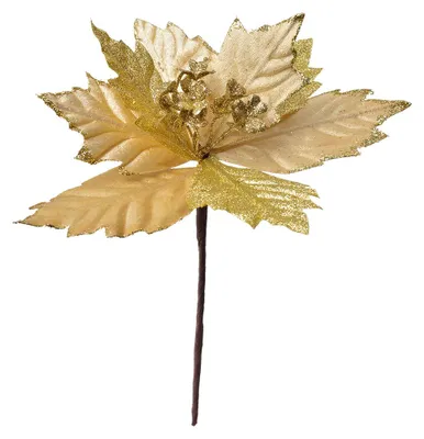 Obrázek produktu pro Clayre & Eef Umělá poinsettie Ø 21x25 cm Zlatě zbarvený plast