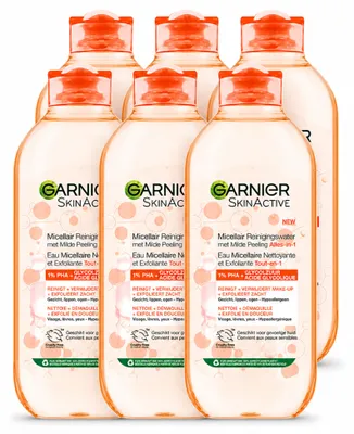 Productafbeelding van 6 x Garnier SkinActive Micellair Reinigingswater Milde Exfoliatie, 400 ml - Voordeelverpakking - 6 stuks