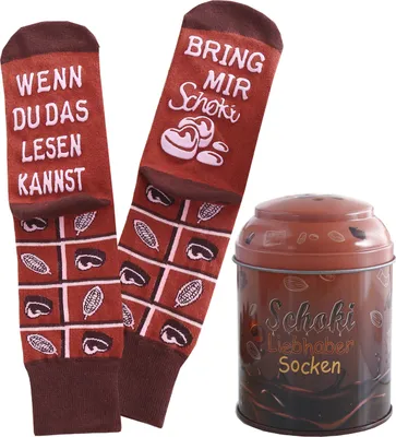 Produktbild von Ausgefallene Geschenke für Frauen und Männer, Geschenk für Schokolade-Liebhaber, Socken mit rutschfester Aufschriftung WENN DU DAS LESEN KANNST, BRING MIR SCHOKI, Geburtstagsgeschenk