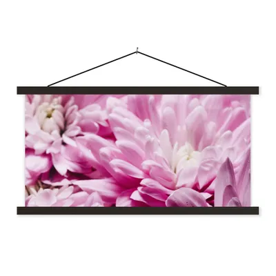 Produktbild von MuchoWow® Textilposter Blumen - Rosa - Natur 150x75 cm mit schwarzem Rahmen - Posterleiste