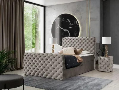 Obrázek produktu pro Manželská postel 200x200 CLARITA LUX - béžová + topper