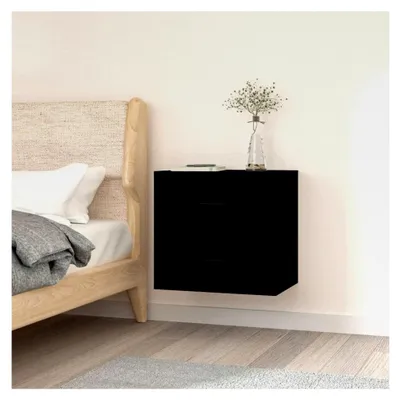 Produktbild von Wandmontierter Nachtschrank, schwarz, 50 x 36 x 47 cm