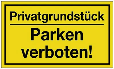 Produktbild von Hinweiszeichen Privatgrundstück/Parken verboten! L250xB150mm gelb schwarz Ku.