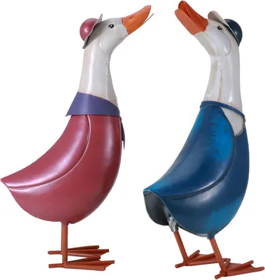 Image de Figurines de jardin en métal, sculpture de canards, décorations en métal, ornements de jardin, art du jardin, figurines d'animaux, mignonnes, amoureux, canards, canards de mariage, cadeau pour la maison, jardin de devant, jardin de derrière, grand-mère, femme
