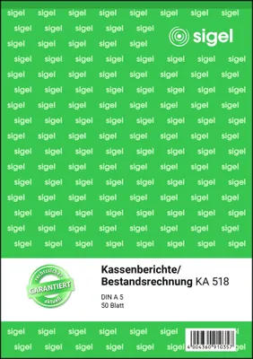 Produktbild von SIGEL KA518 Kassenberichte/Bestandsrechnung, A5, 50 Blatt