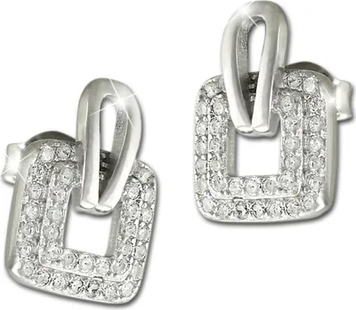 Image de SilberDream blanc Boucles d'oreilles Square Zirconia Femme 925 Argent GSO485W