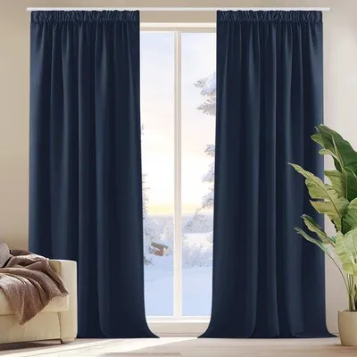 Zdjęcie produktu dla Zestaw 2 zasłon zaciemniających Unyqoos® o wymiarach 160 x 107 cm, wykonanych w 100% z poliestru – zapewniają całkowite zaciemnienie, izolację termiczną i akustyczną, idealne do salonu, sypialni i biura