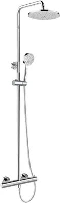 Image de Mereo Mitigeur thermostatique avec plaque de douche ronde, gris - CB60104TSA