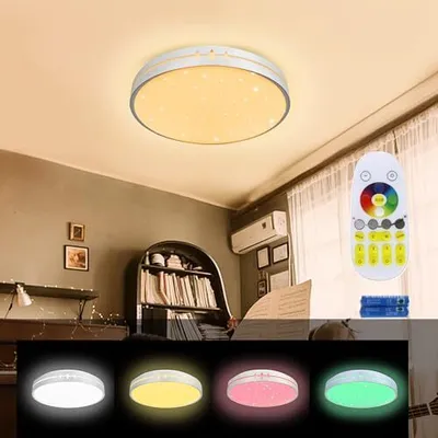 Produktbild von YARDIN Led Deckenleuchte Dimmbar 60W, IP44 Rund Badezimmer Lampe, für Badezimmer Küche Wohnzimmer Schlafzimmer(Sternenhimmel-Effekt)