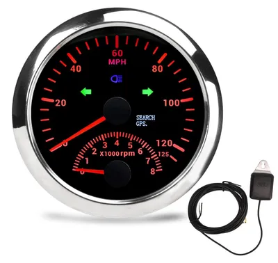 Obrázek produktu pro 85mm GPS rychloměr, 3 3/8 palce, 0–125 MPH, vodotěsný, 9–32 V DC, pro lodě, jachty, motocykly, čtyřkolky, užitková vozidla, černý ciferník