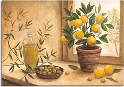 Produktbild von ARTland Leinwandbild Oliven und Zitronen Größe: 100x70 cm