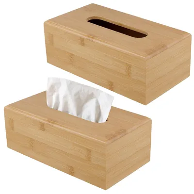 Produktbild von Set aus 2 Bambus-Tissueboxhaltern für verschiedene Anwendungen