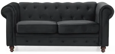 Image de MENZZO Grand canapé 2 places Chesterfield Velours Noir
