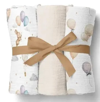 Image de Langes en mousseline 70 x 70 cm, beige (lot de 3)