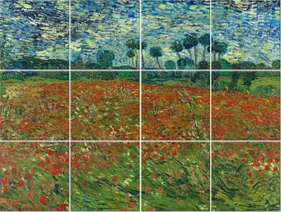 Produktbild von Legendarte - Multipanel Bilder Mohnfeld - Vincent Van Gogh cm. 150x200 (12 Stück)