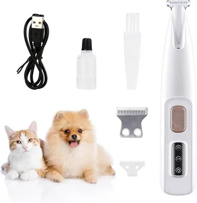 Produktbild von Professionelle Hundekurzschere mit LED-Licht für Pfoten, Augen, Ohren, Gesicht und Körper - Weiß