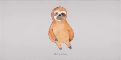 Produktbild von Mr. & Mrs. Panda Flauschtuch Faultier Zufrieden - Grau Pastell - Geschenk, Händehandtuch, Glück, glücklich, Frotteehandtuch, handtuch baumwolle, Zufriedenheit, 50x100