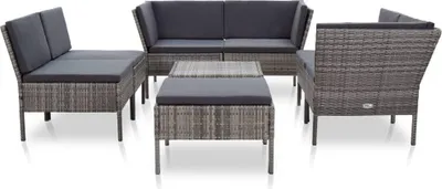 Obrázek produktu pro vidaXL 8dílná zahradní lounge souprava s polštáři Poly Rattan Grey