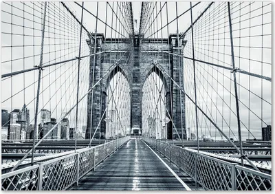 Produktbild von Tulup® Leinwandbild - 100x70 cm - Wandkunst - Drucke auf Leinwand - Leinwanddruck  - Sehenswürdigkeiten & Architektur - Schwarzweiß - Brooklyn-Brücke