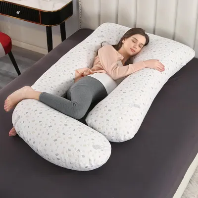 Image de Topchances Coussin de grossesse Coussin d'allaitement 100% coton Housse amovible, grande forme en J Coussin de maternité pour tout le corps (Coton,Gris foncé)