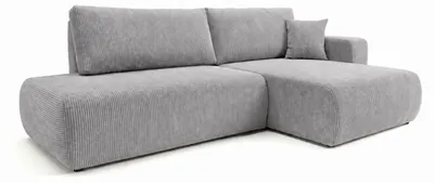 Produktbild von VENASI Ecksofa mit Schlaffunktion SOHO, Hellgrau Cordstoff, Ottomane Rechts