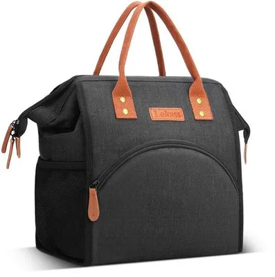 Produktbild von Isolierter Rucksack Kleine Picknicktas für Männer Frauen, Geisolierter Rucksack, Breit geöffneter Rucksack mit Folienbeschichtung für Arbeit, Reisen, Büro, Picknick - Schwarz