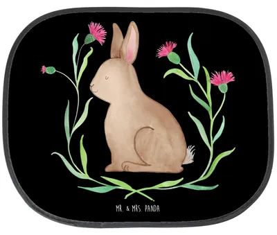 Produktbild von Mr. & Mrs. Panda Autoscheiben Sonnenschutz Hase Sitzen - Schwarz - Geschenk, Frohe Ostern, Auto Sonnenblende, Fenster, Hitzeschutz, Osterhase, für, Ostergrüße, Kaninchen