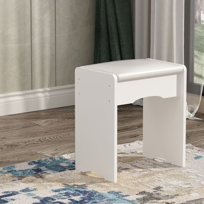 Weißer Schminkhocker mit Kunstledersitzkissen, ergonomisch, umweltfreundlich, bequem und langlebig, ideal für Schminktische und moderne Wohnräume