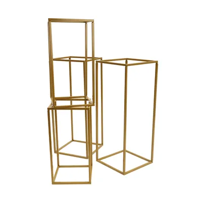 Produktbild von 4 Stück Hochzeit Metall Blumenständer Set 2*40cm 2*60cm (gold) für Heimdekoration Wohnzimmer Innenhof