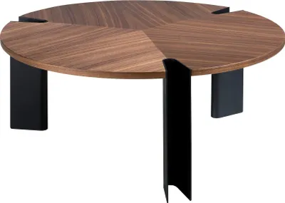 Produktbild von Angel Cerdá Runder Couchtisch Nussbaum und schwarzer Stahl 2113