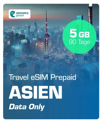 Produktbild von Simmetry Travel eSIM Asien Prepaid Simkarte 4G/5G