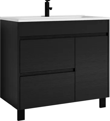 Immagine prodotto di Set di mobili da bagno Salzburg 80cm in legno nero - mobile lavabo Mobile lavabo Lavabo