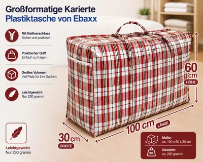 Produktbild von PLASTIKTASCHE Auswahl Jumbo Unterbettkommode Aufbewahrungs Tasche kariert XXL