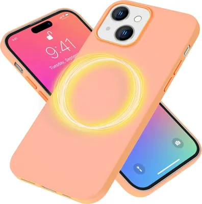 Produktbild von MagSafe Hülle für iPhone 15 Liquid Silikon Handyhülle Magnet Case Schutzhülle Orange