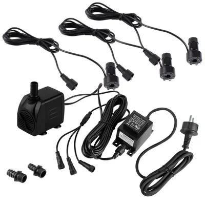 Produktbild von MIAJARD 1500l/h Springbrunnen Pumpe gartenbrunnen mit Beleuchtung 3X Weiß LED Ring Set SP3 für Quellstein