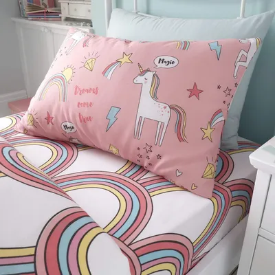 Image de Solidchoice - Drap-housse pour filles, motif licorne, rose, 140x70 cm