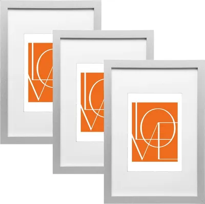 Produktbild von WOLTU 3er Set Bilderrahmen, Fotogalerie mit Papier-Passepartout, aus MDF Platte : Silber 15x20 cm Farbe: Silber Größe: 15x20 cm