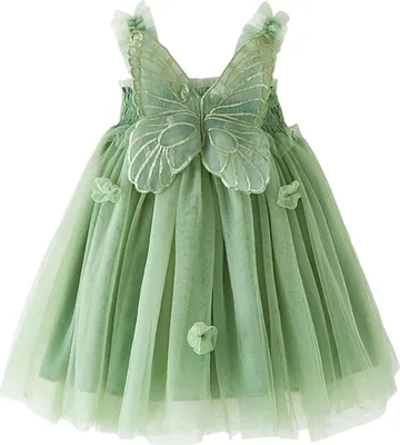 Produktbild von ASKSA Prinzessinnenkleid fuer Kleinkinder Kleinkind Maedchen aermellos Schmetterling Tuell Spitze Rueschen Kleid Tanz Party Prinzessin Kleider, Gruen, Groesse: 100
